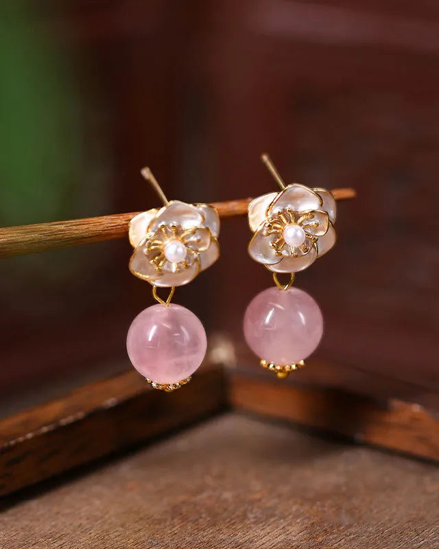 Rose Quartz Gold Earrings – Clarity & Compassion