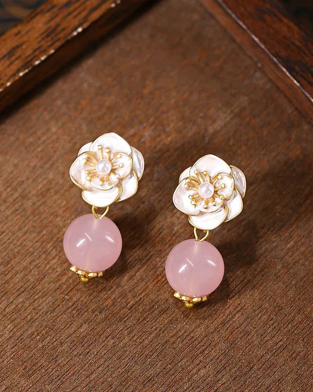 Rose Quartz Gold Earrings – Clarity & Compassion
