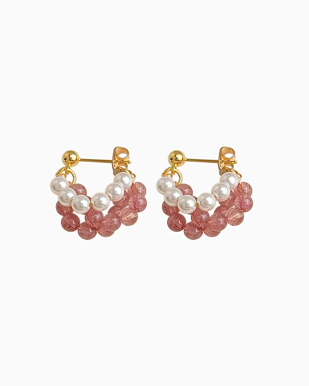 Strawberry Quartz Gold Earrings – Love & Joy