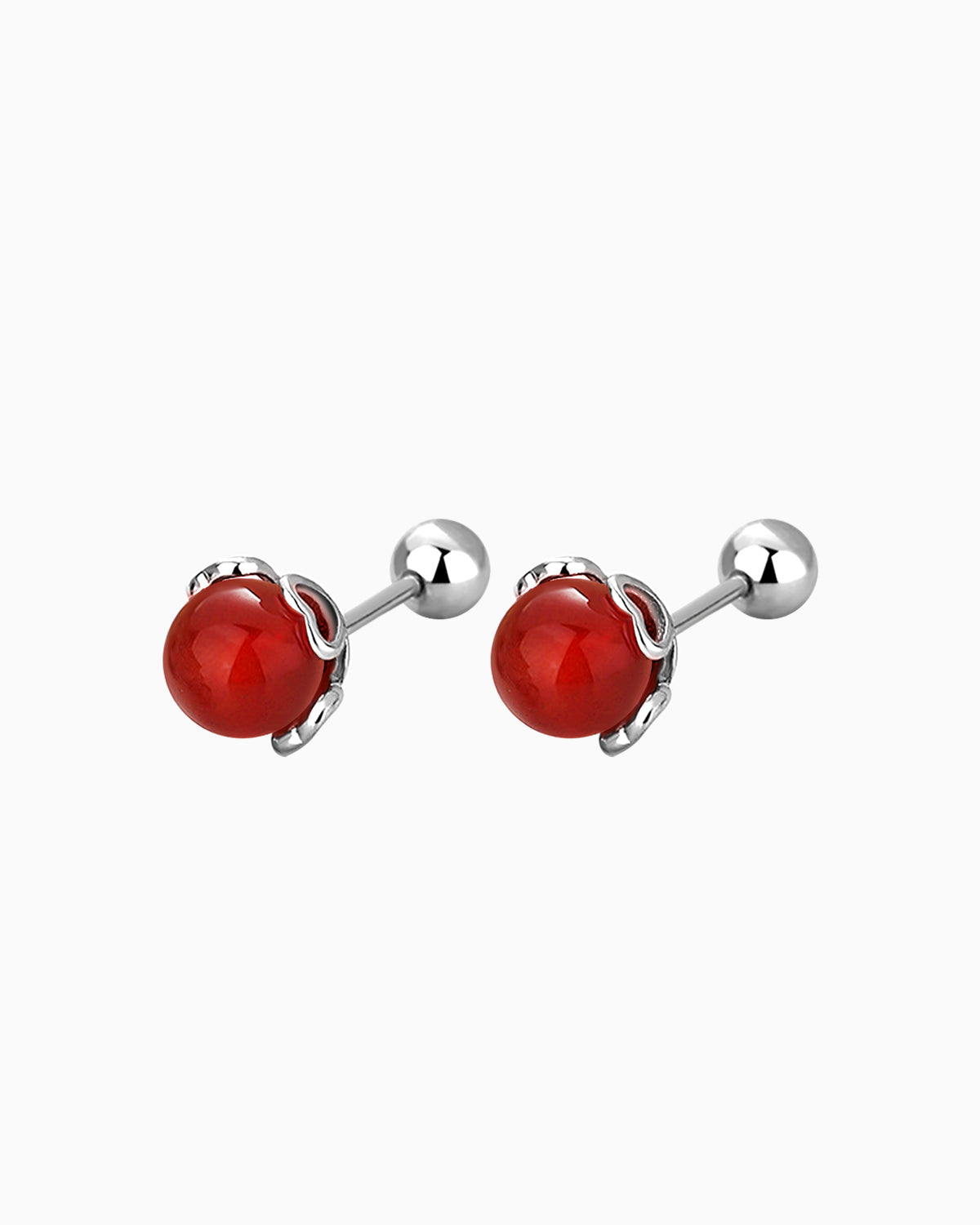 red agate Green Birthstone Charm Stud Earrings