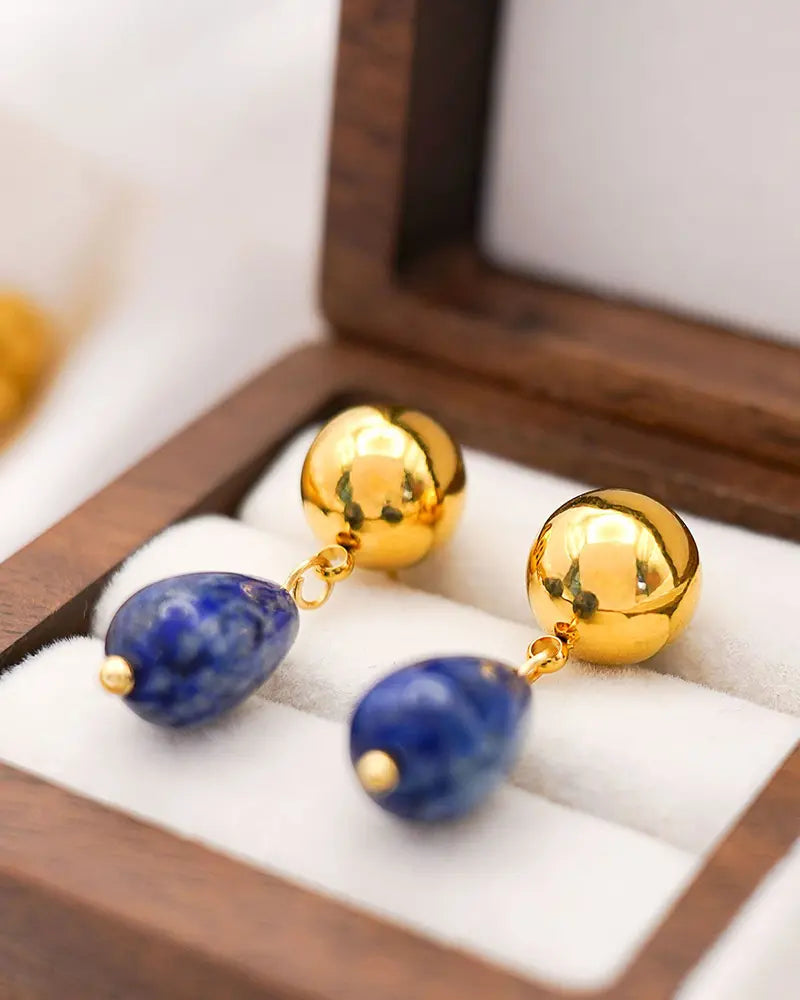 Lapis Lazuli Gold Earrings– Wisdom & Truth