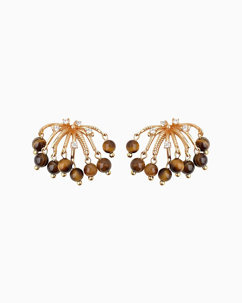 Tiger’s Eye Firework Gold Earrings – Strength & Courage