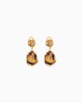 Tiger’s Eye Teardrop Gold Earrings – Strength & Grounding