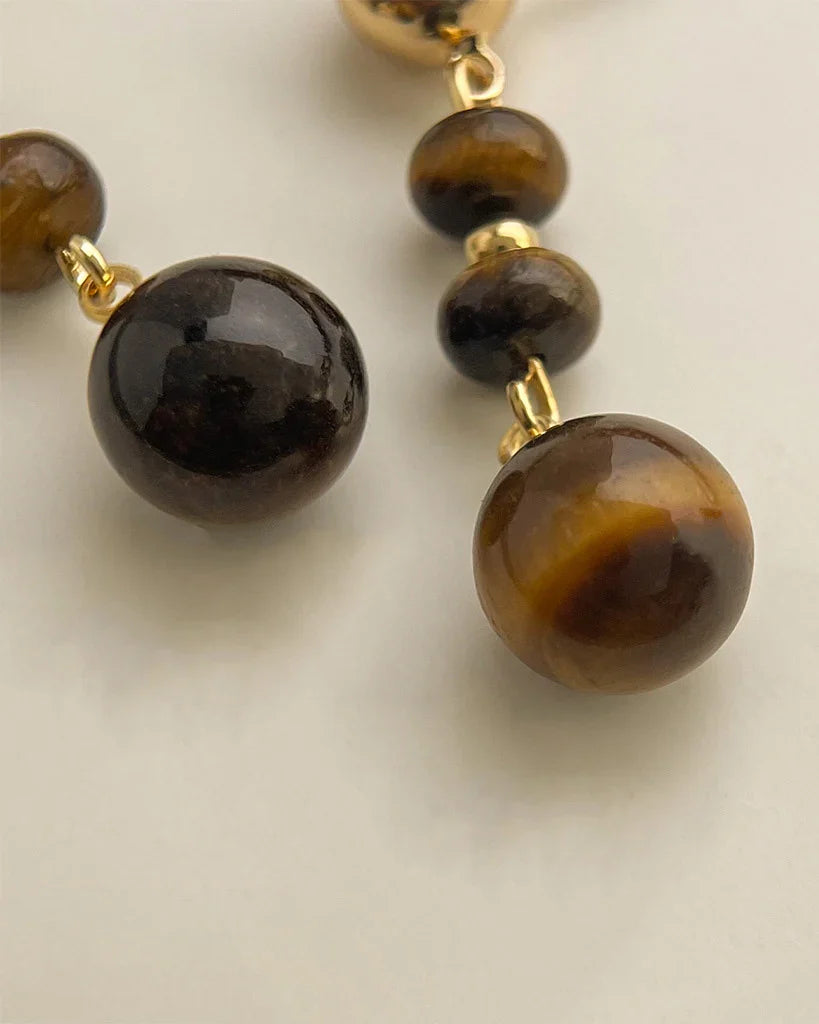 Tiger’s Eye Gold Earrings – Strength & Courage