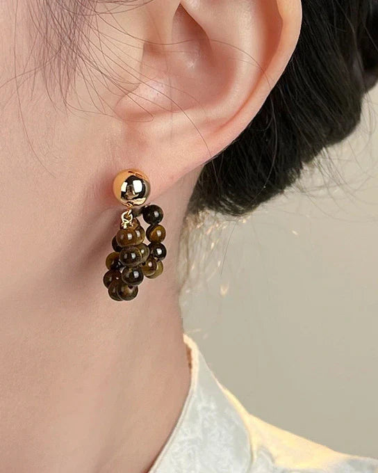 Tiger’s Eye Gold Earrings – Strength & Grounding