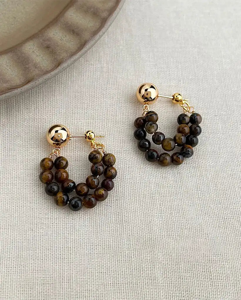 Tiger’s Eye Gold Earrings – Strength & Grounding