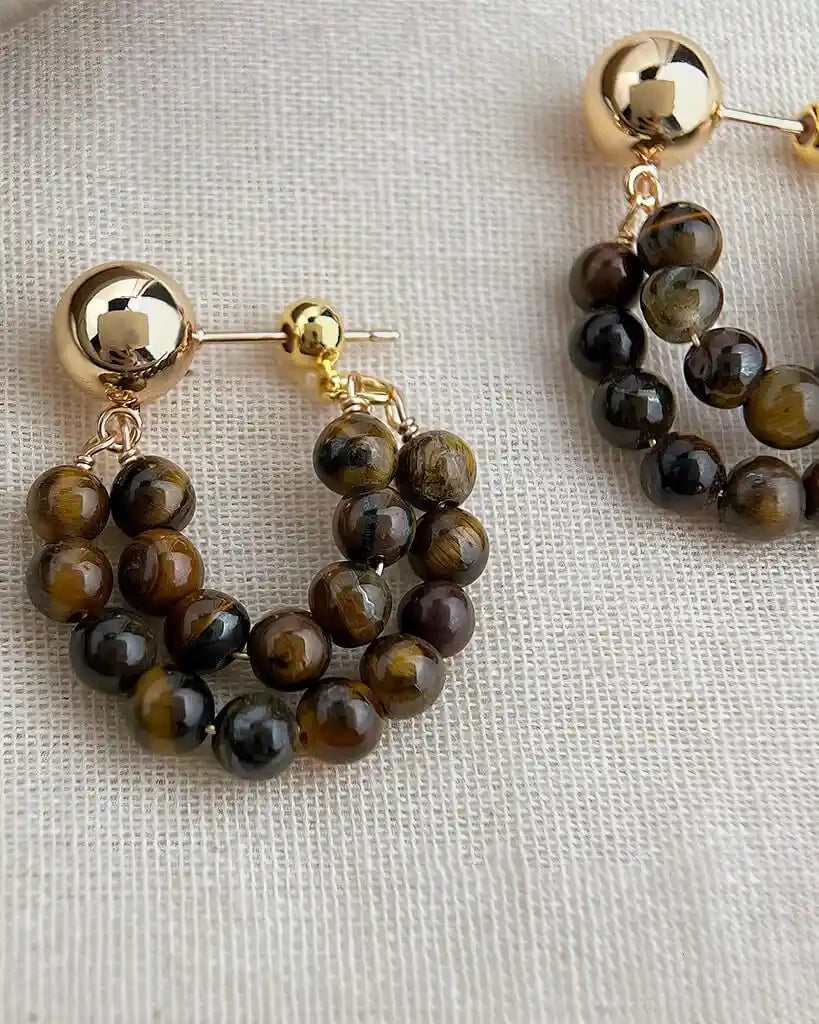 Tiger’s Eye Gold Earrings – Strength & Grounding