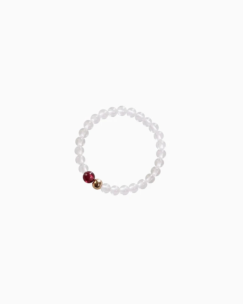 Clear Quartz Garnet Beaded Ring