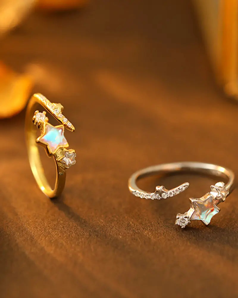 Moonstone Star Adjustable Ring