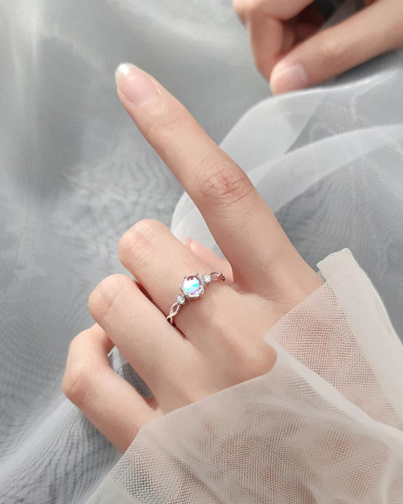Moonstone Sparkle Adjustable Ring