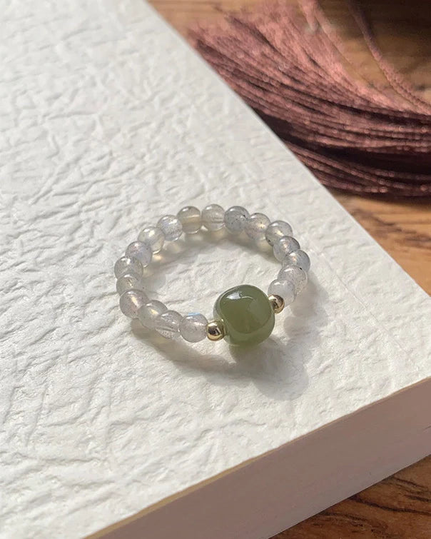 Moonstone Beaded Ring – Intuition & Serenity