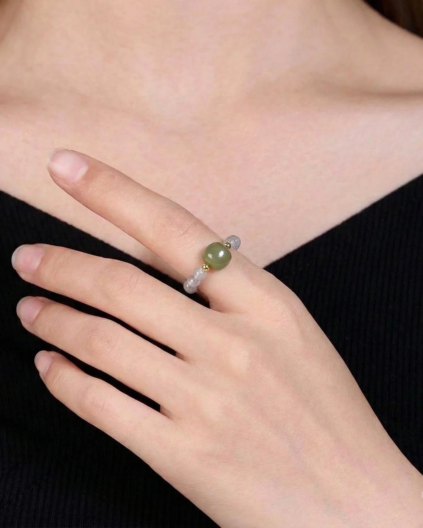 Moonstone Beaded Ring – Intuition & Serenity