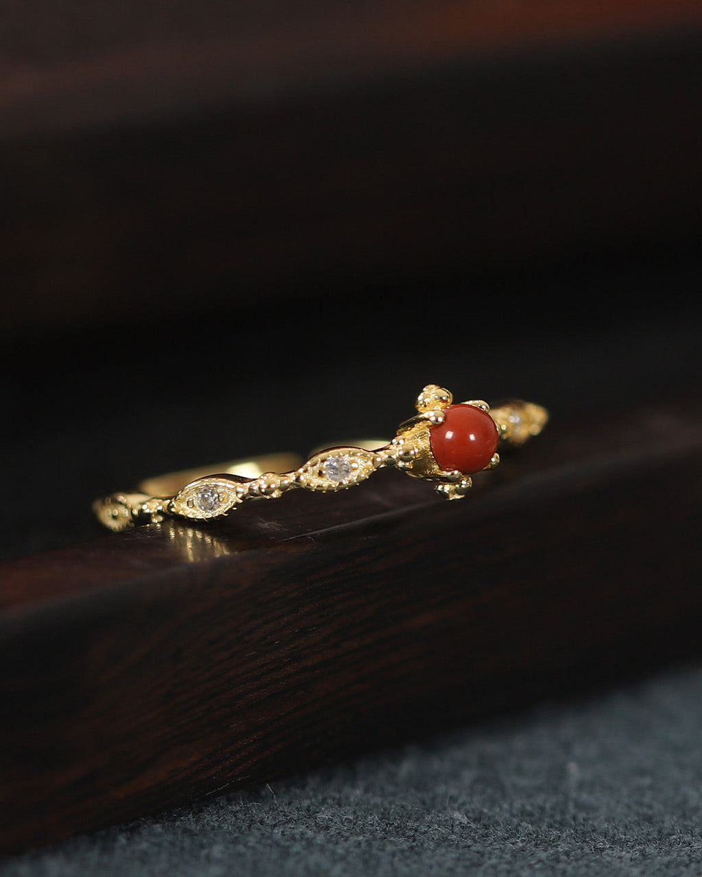 Red Agate Elegant Adjustable Ring
