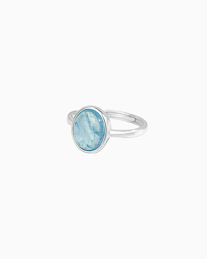 Aquamarine Oval Adjustable Ring