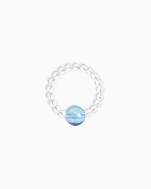 Aquamarine Clear Quartz Beaded Ring