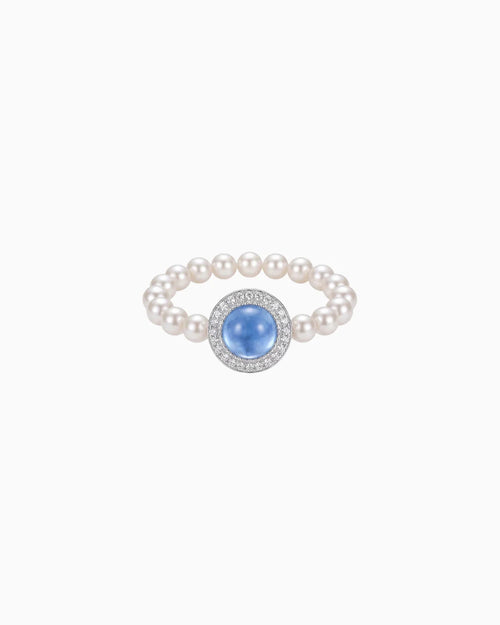 Aquamarine gemstone beaded ring