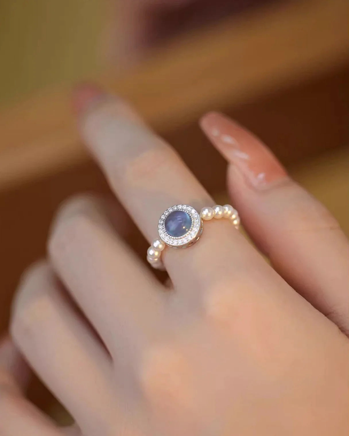 Aquamarine Beaded Ring – Serenity & Clarity
