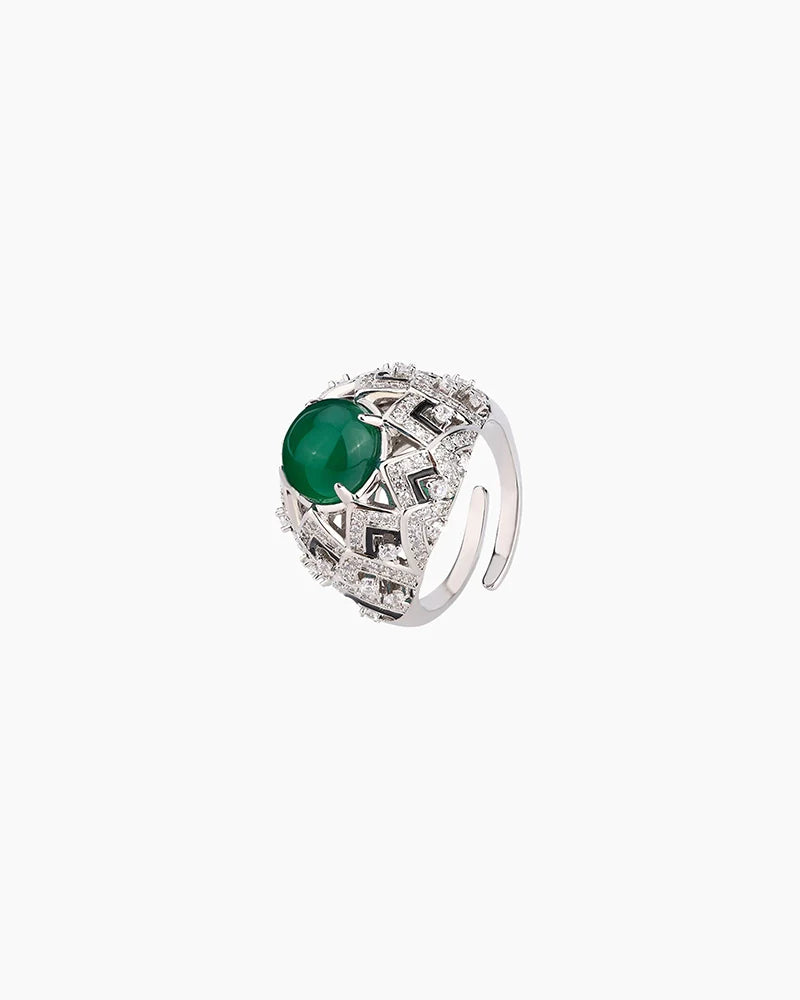 Birthstone Luxurious Adjustable Silver Ring – Courage & Wisdom
