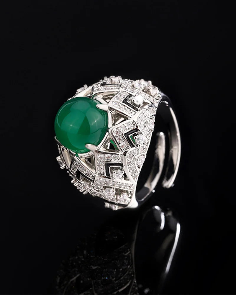 Birthstone Luxurious Adjustable Silver Ring – Courage & Wisdom