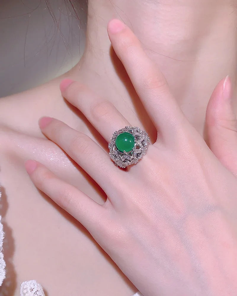 Birthstone Luxurious Adjustable Silver Ring – Courage & Wisdom