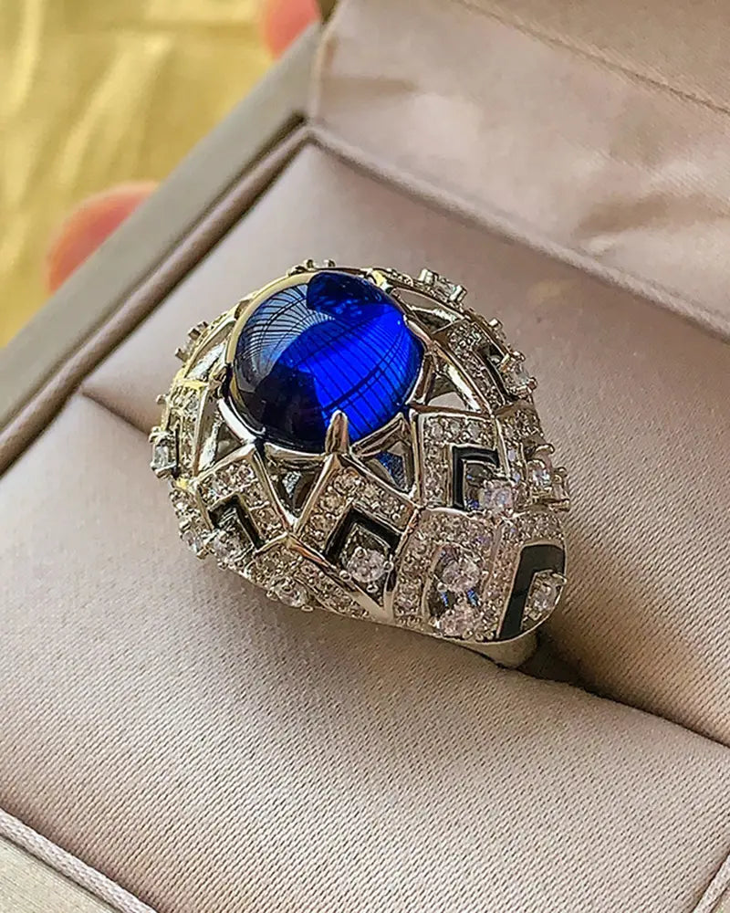 Birthstone Luxurious Adjustable Silver Ring – Courage & Wisdom