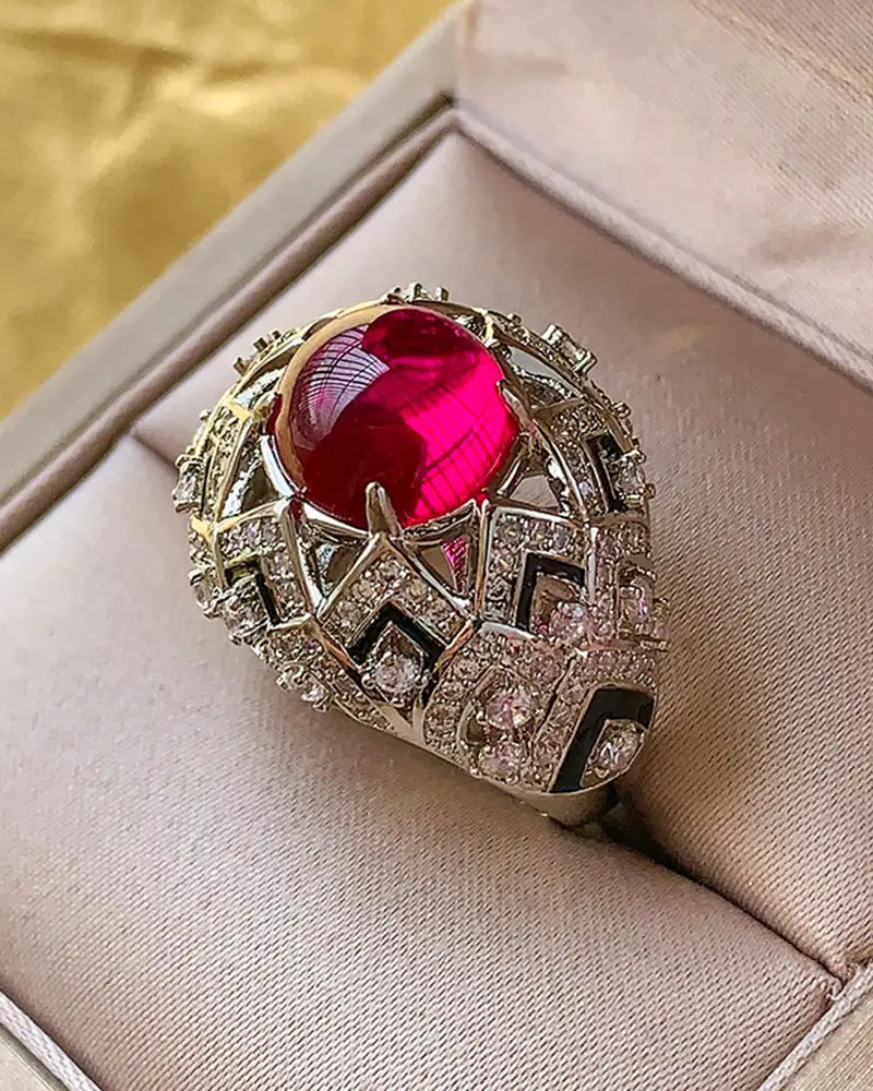 Birthstone Luxurious Adjustable Silver Ring – Courage & Wisdom