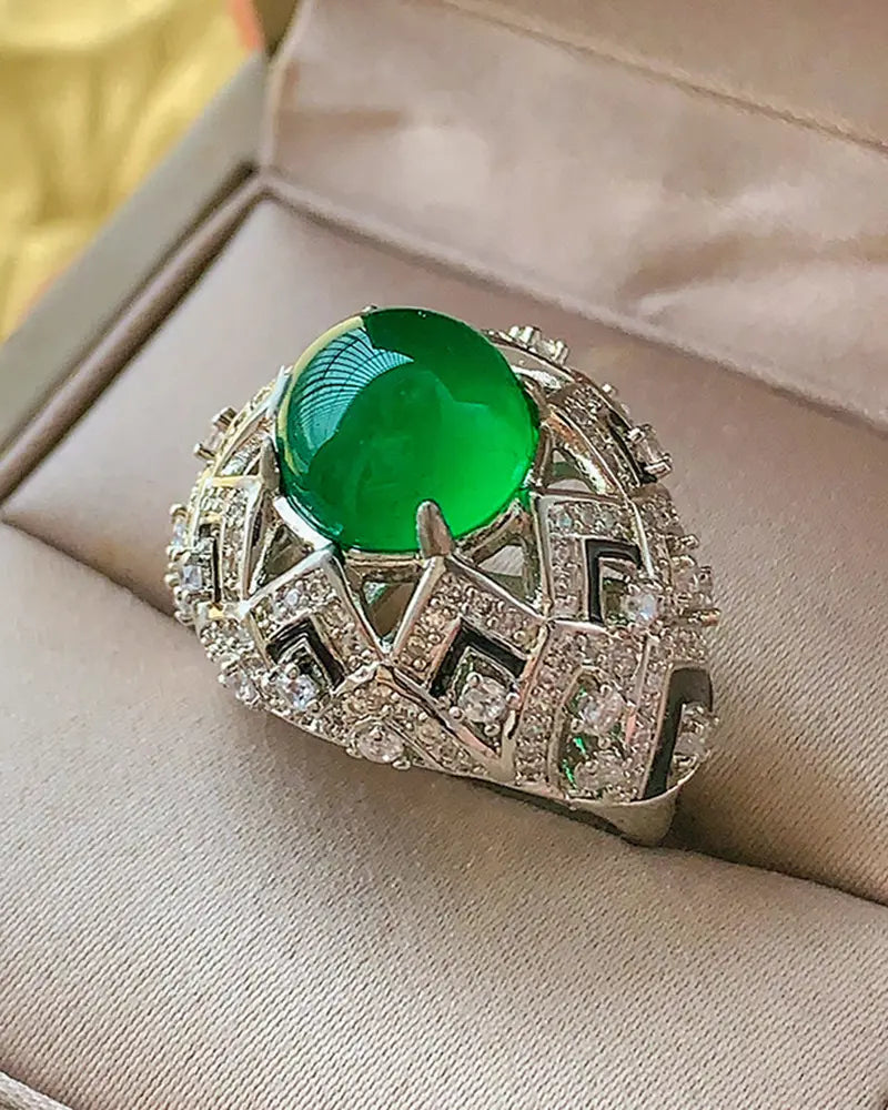 Birthstone Luxurious Adjustable Silver Ring – Courage & Wisdom