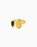 Black Onyx & Smoky Quartz Adjustable Ring | Octorber Birthstone Jewelry