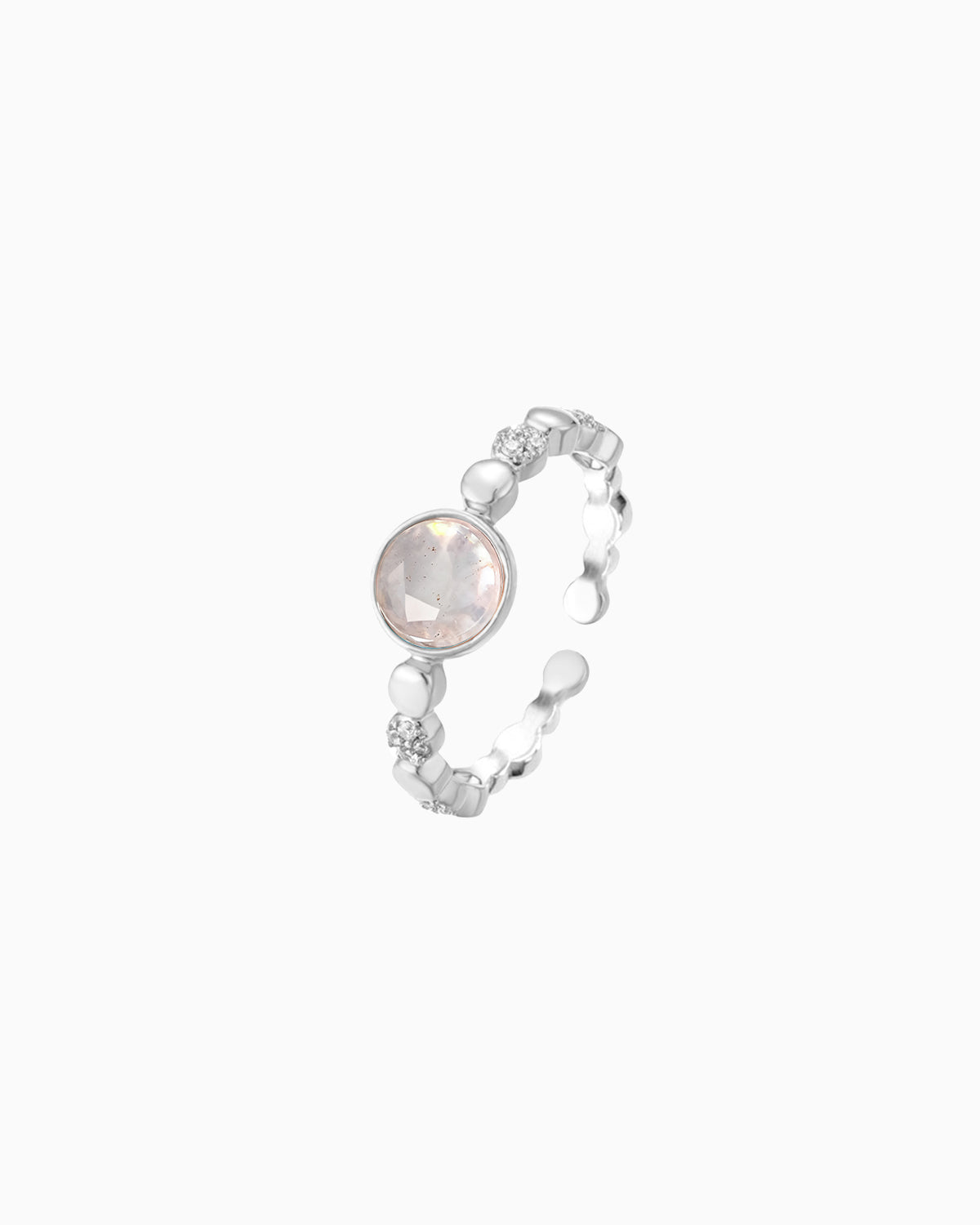 Pink Rose Quartz Gemstone Silver Ring – Serenity & Love