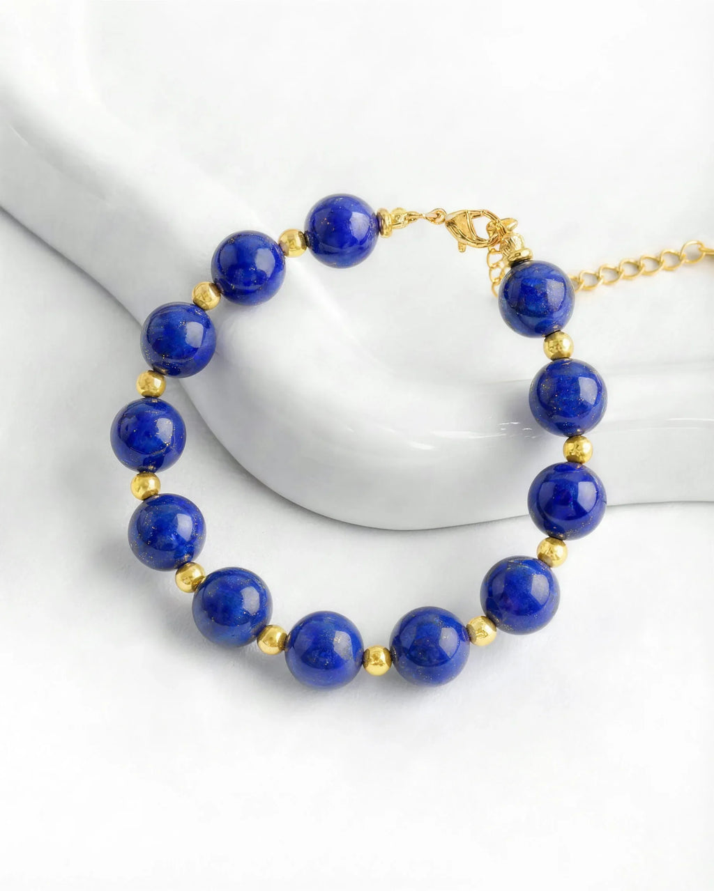 Lapis Lazuli Mountain Gold Necklace & Bracelet Set – Clarity & Serenity