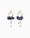 Blue Lapis Lazuli Gemstone Chip Gold Earrings  [stone:Lapis Lazuli]