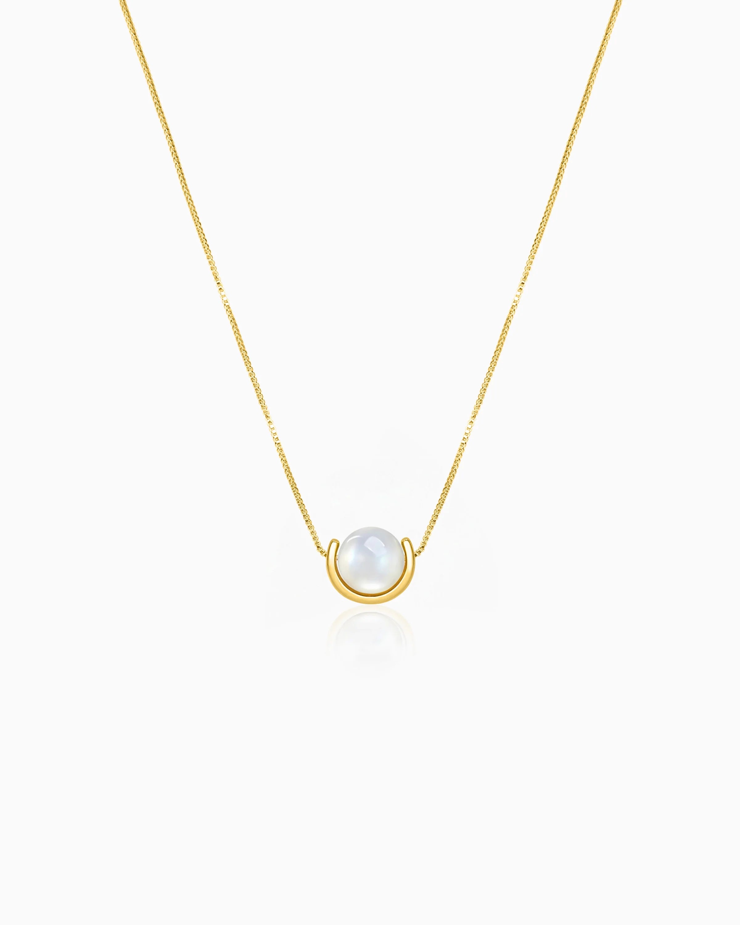 Moonstone U-Shape Gold Necklace – Purity & New Beginnings