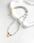 4mm Moonstone Beaded Necklace with Jade Gourd Pendant