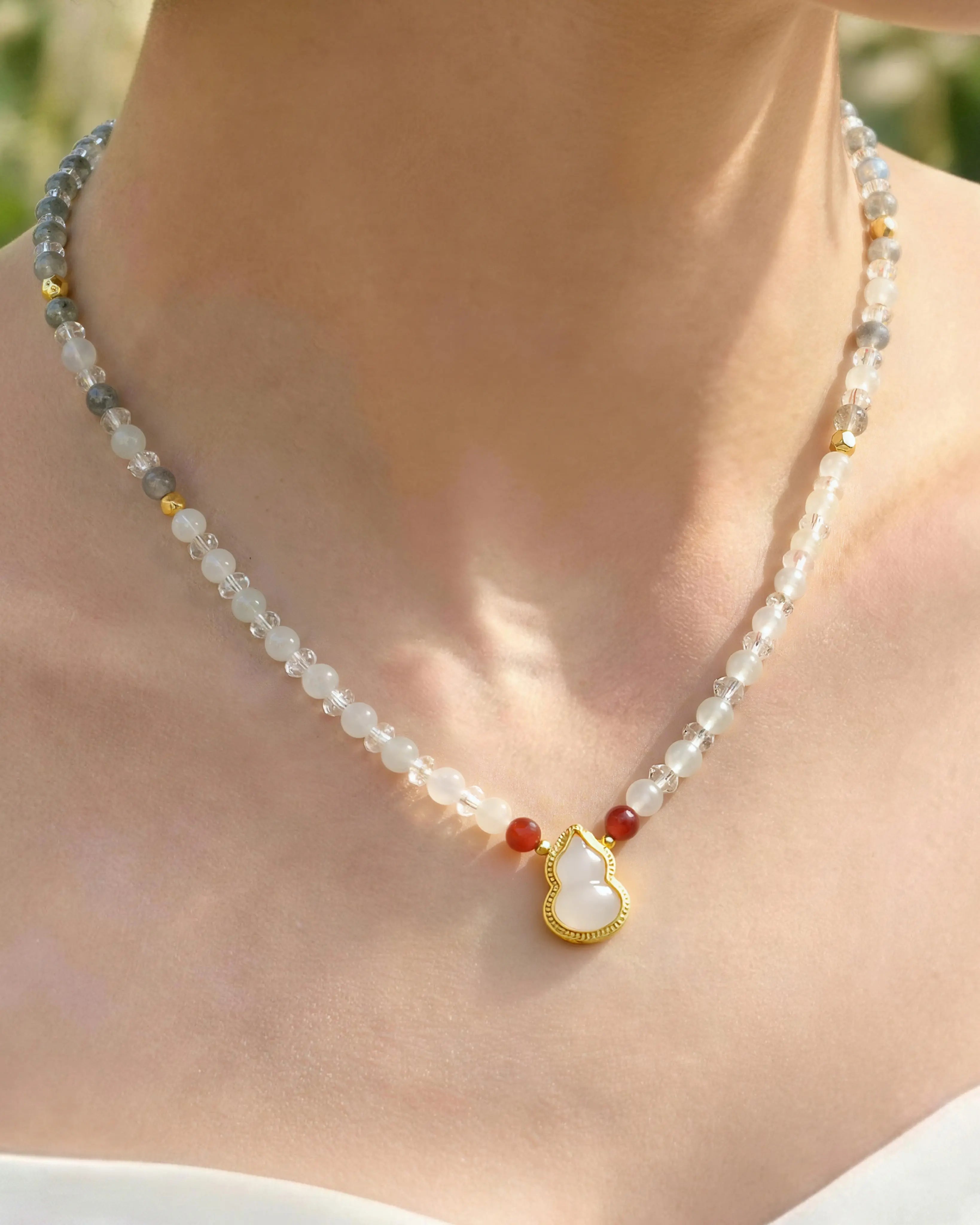Moonstone Clear Quartz Gold Necklace & Bracelet Set – Purity & New Beginnings