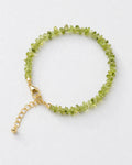 Peridot chip beaded bracelet with gold-tone clasp