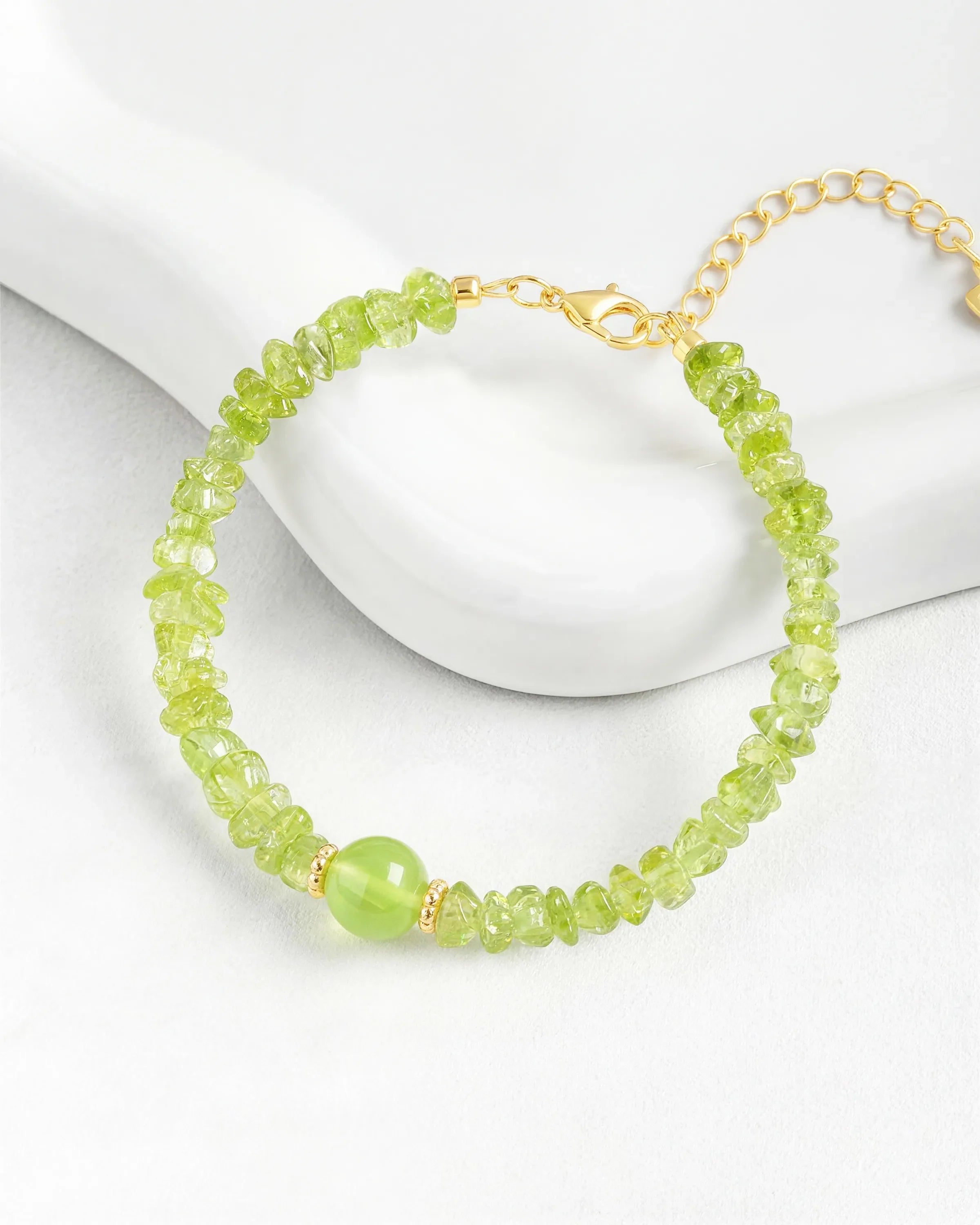Peridot Gold Freeform Chips Focal Bracelet