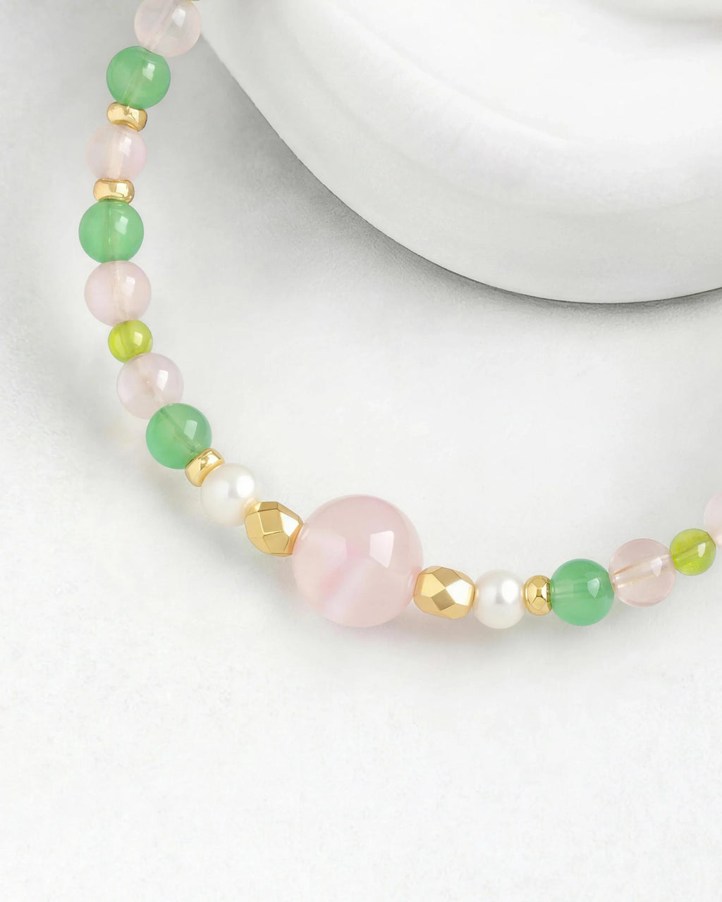 Peridot Rose Quartz Aventurine 14K Gold Plated Bracelet