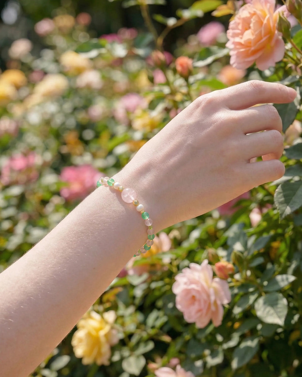 Peridot Rose Quartz Aventurine Gold Bracelet – Renewal & Harmony