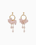 Pink Rose Quartz Gemstone Chip Gold Earrings   [stone:Rose Quartz]