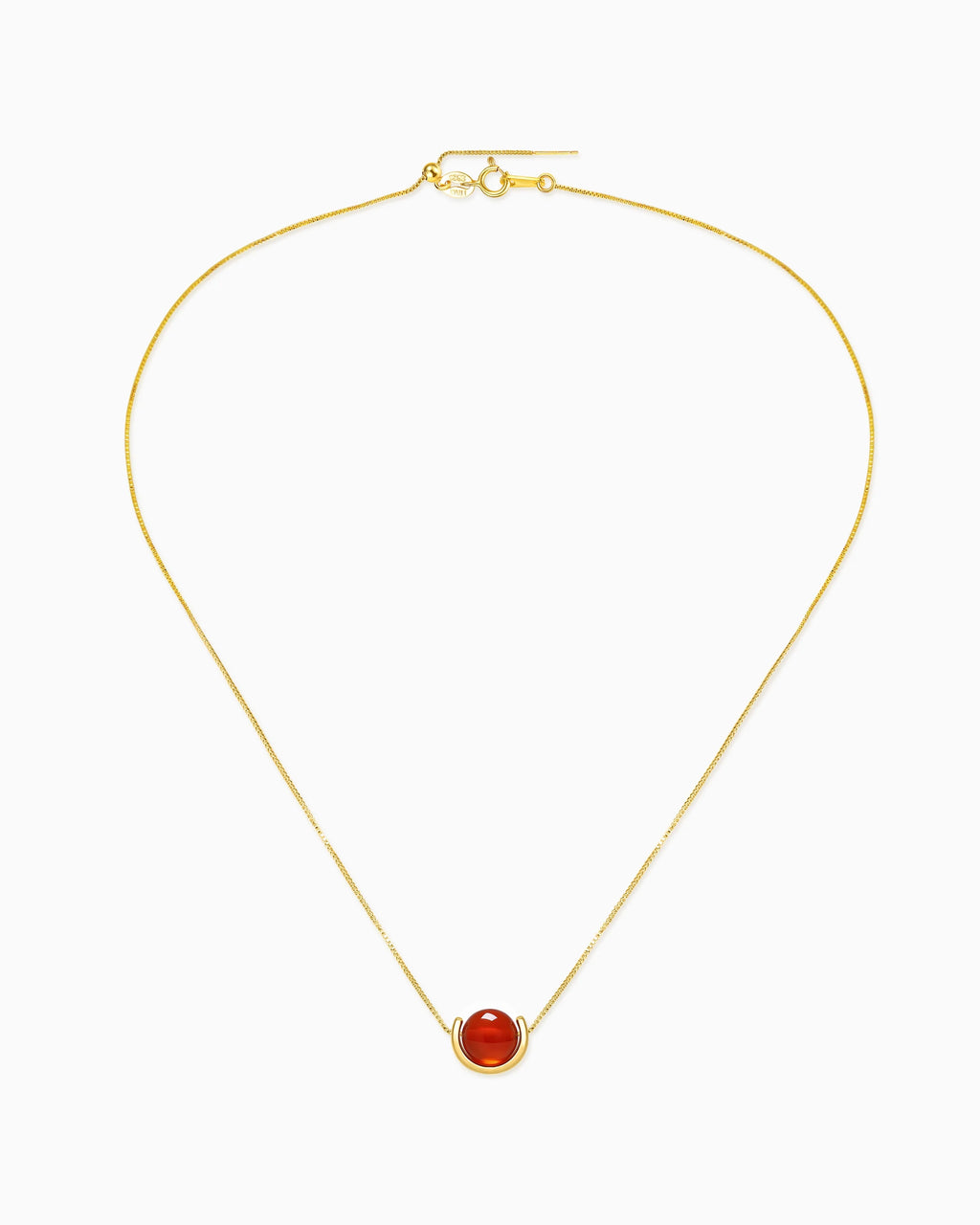 Red Agate U-Shape Gold Necklace – Vitality & Courage