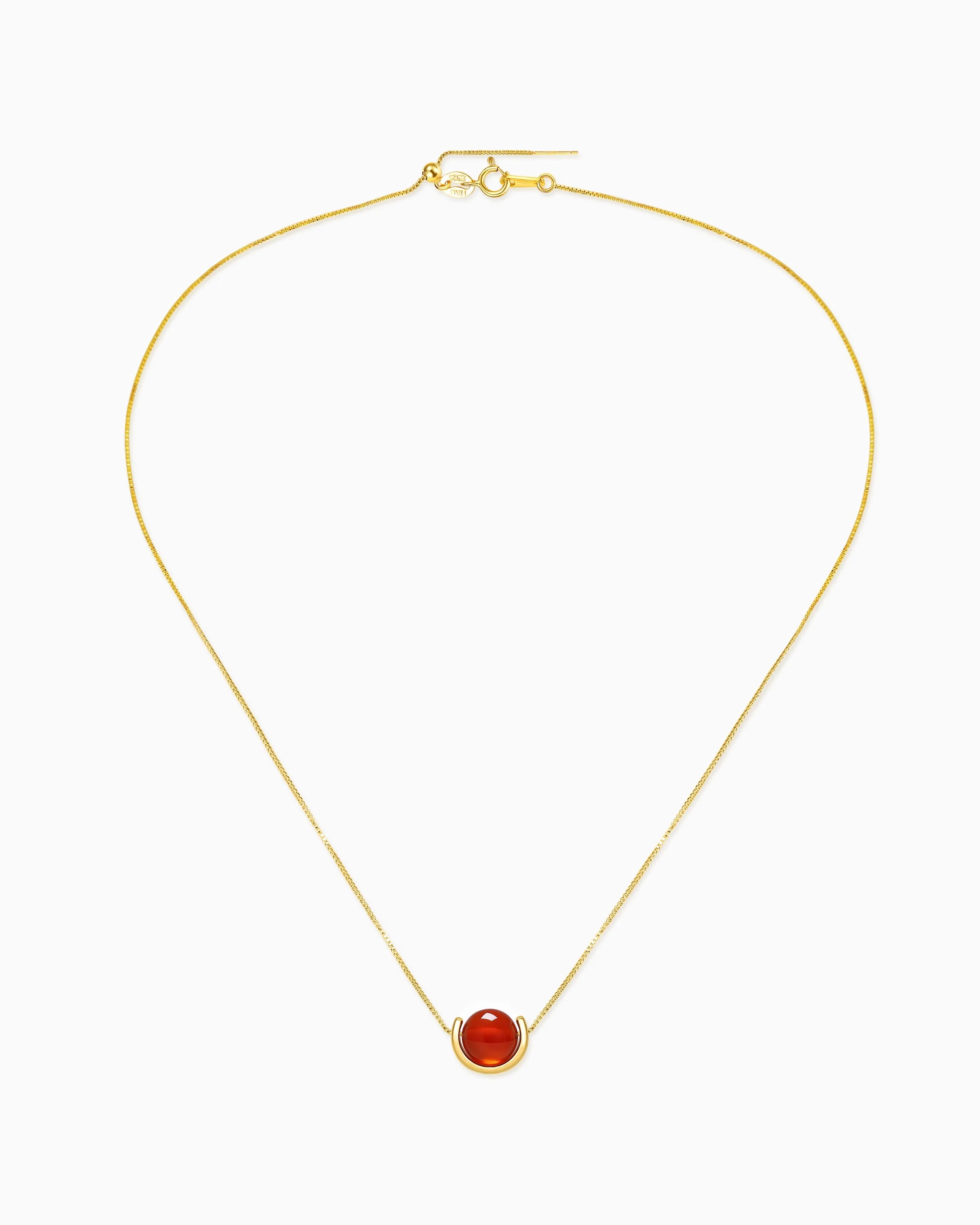 Red Agate U-Shape Gold Necklace – Vitality & Courage