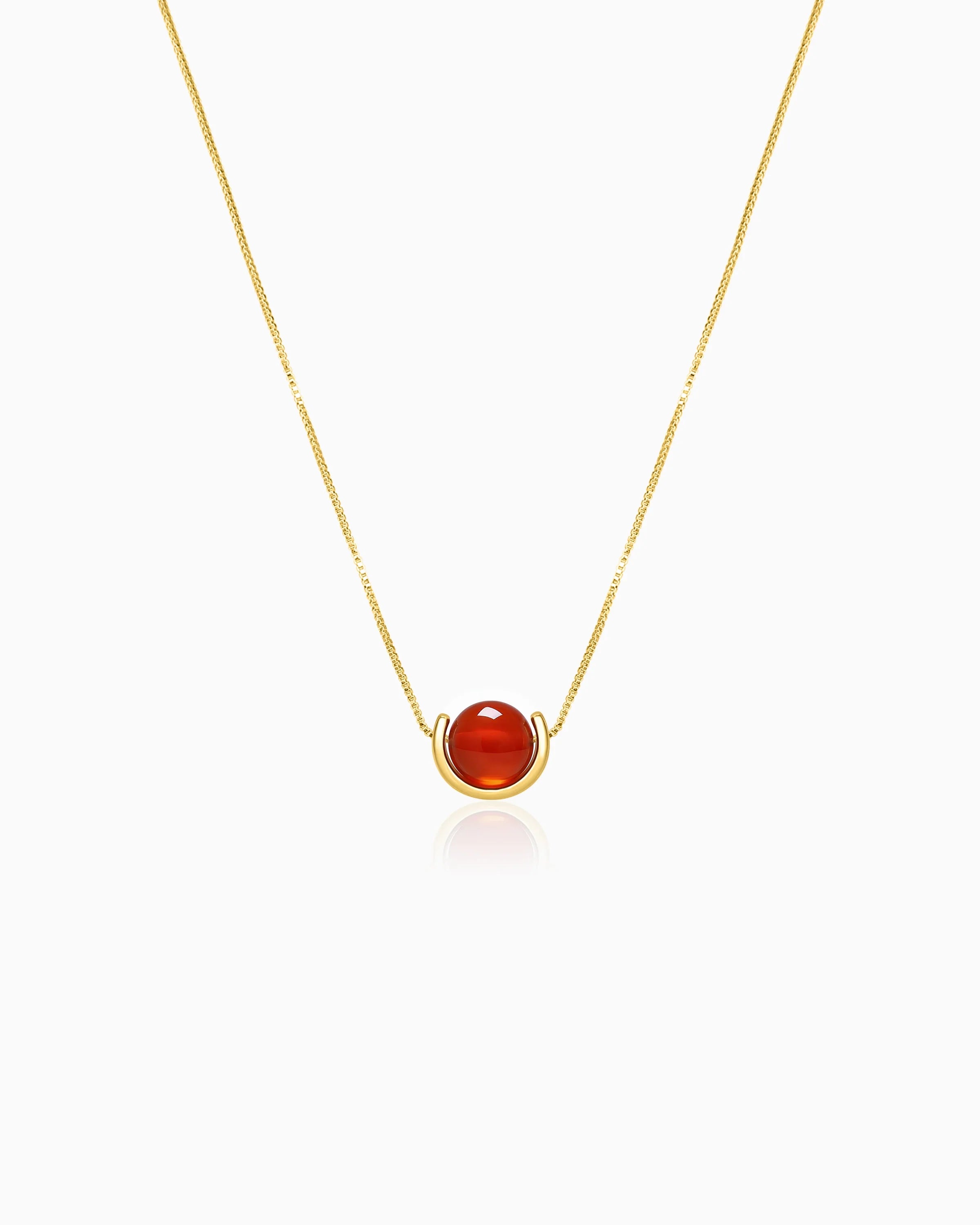 Red Agate U-Shape Gold Necklace – Vitality & Courage