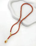 4mm Carnelian Beaded Necklace with Strawberry Pendant