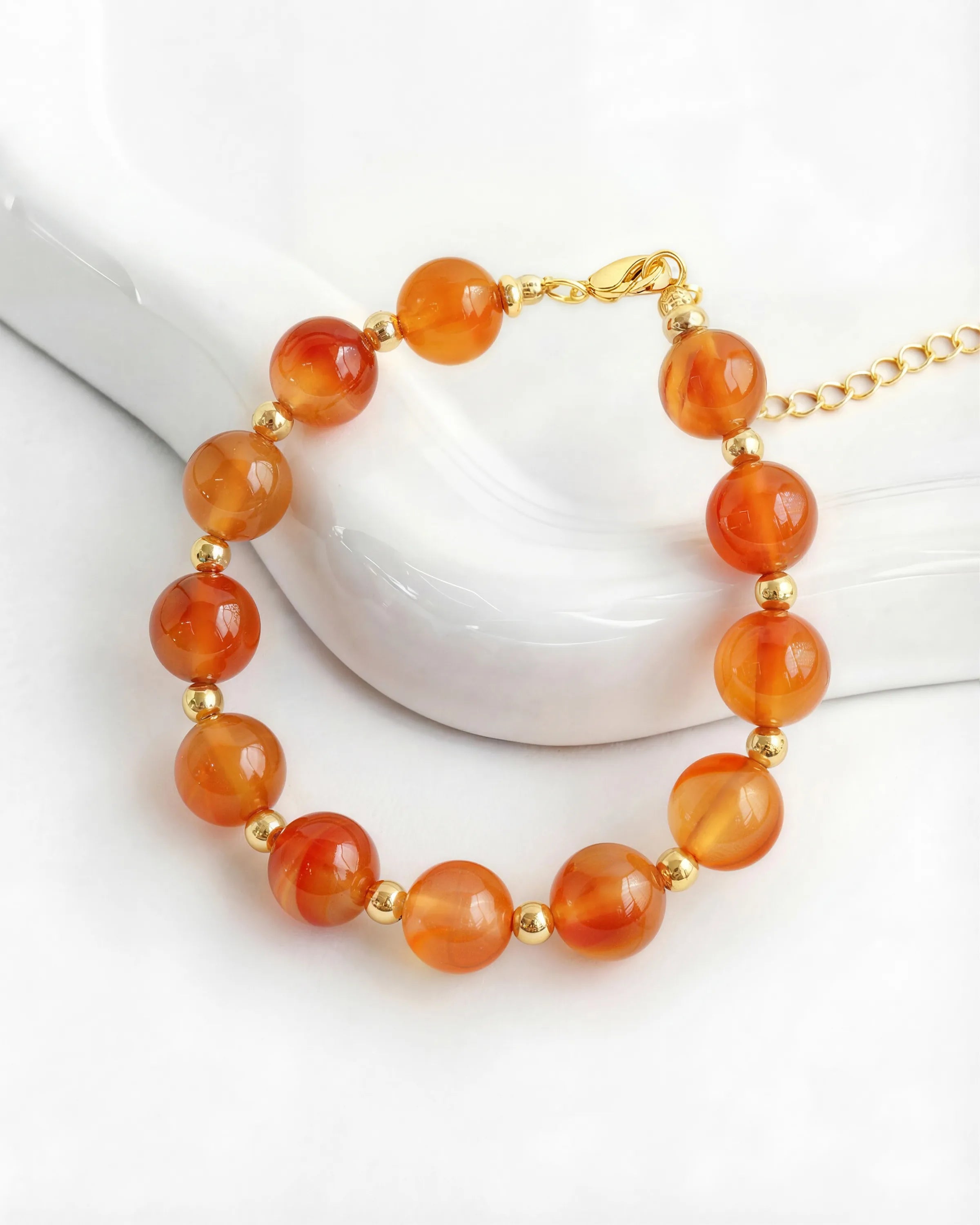 Orange Agate Sunflower Gold Necklace & Bracelet Set – Warmth & Creativity