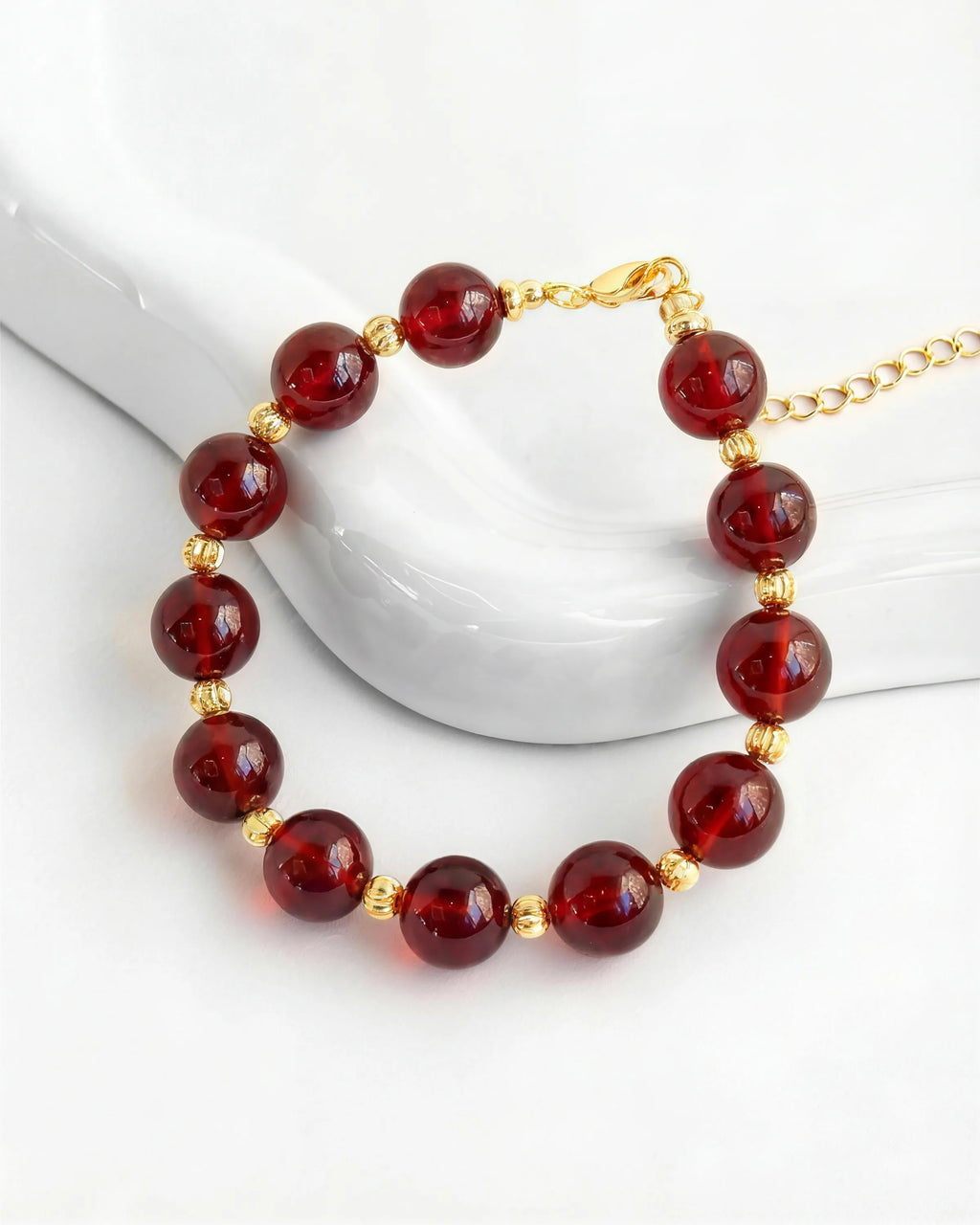 Garnet Sun Gold Necklace & Bracelet Set – Vitality & Courage
