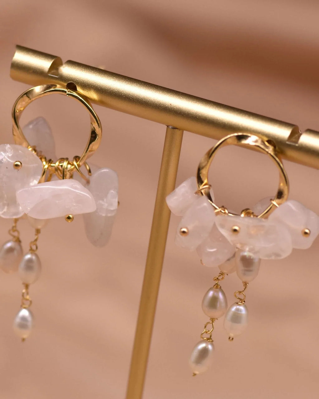 Gemstone Chip Gold Earrings – Clarity & Wisdom