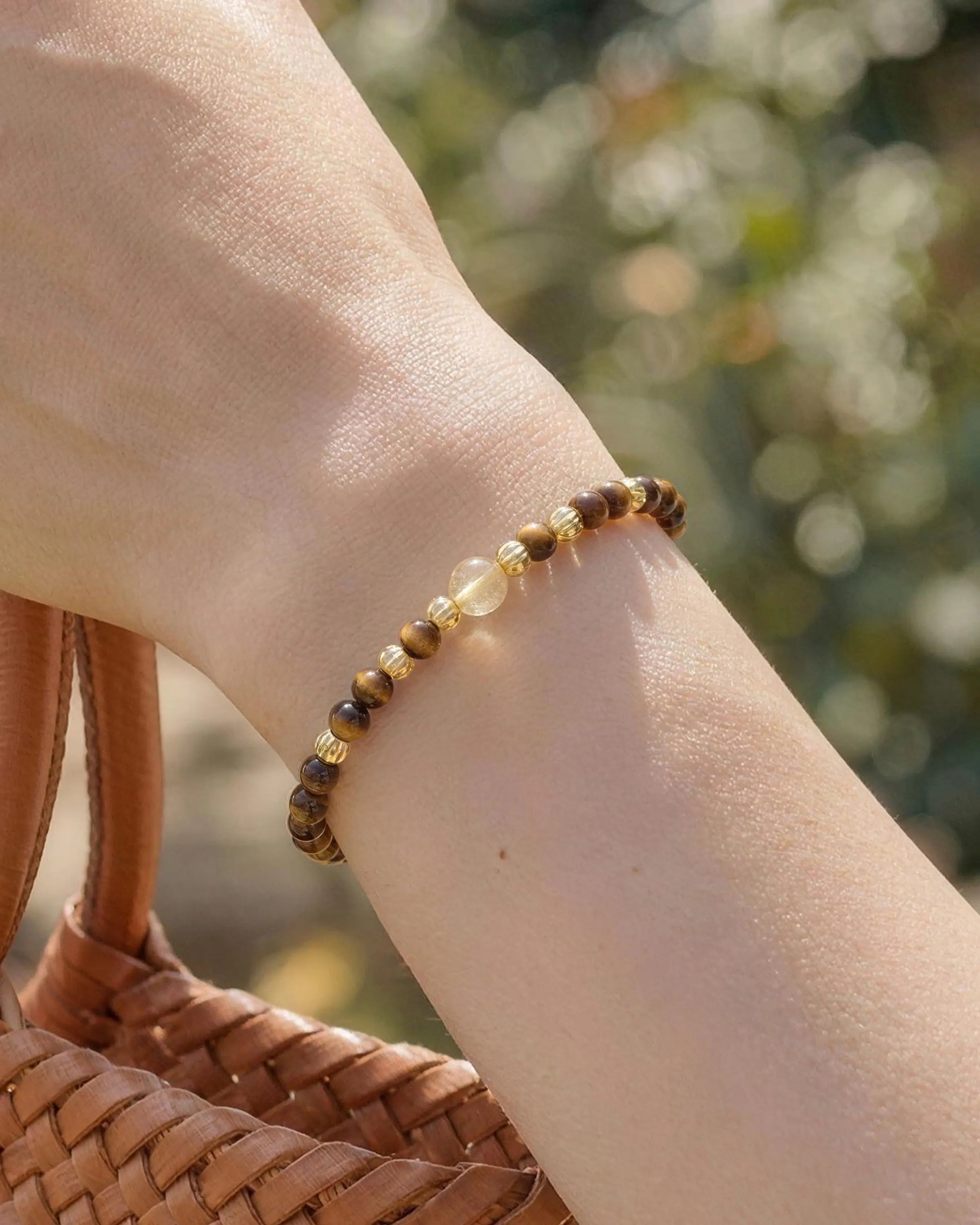 Tiger's Eye Citrine Gold Beaded Focal Bracelet