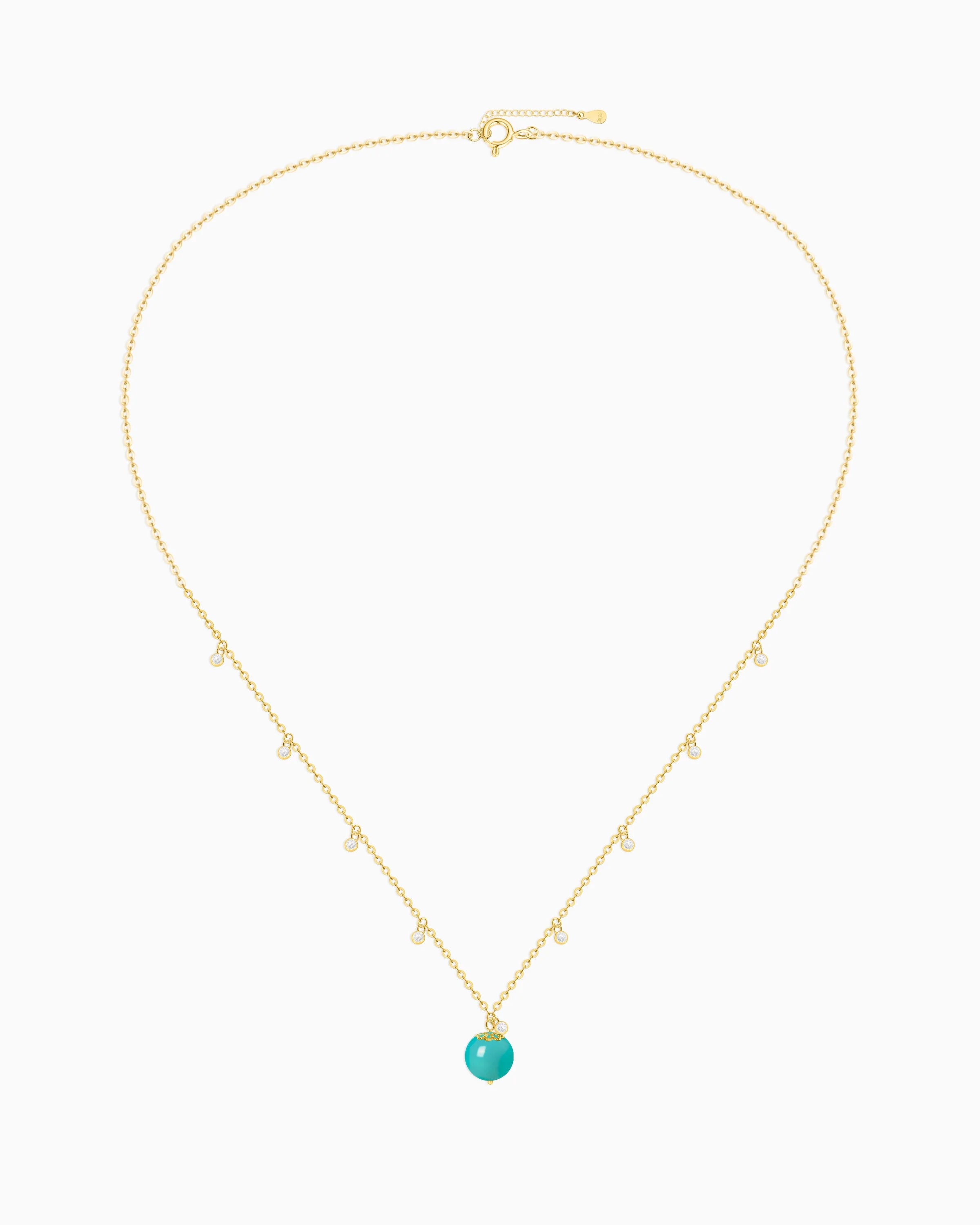 Turquoise Gold Orbit 10mm Necklace