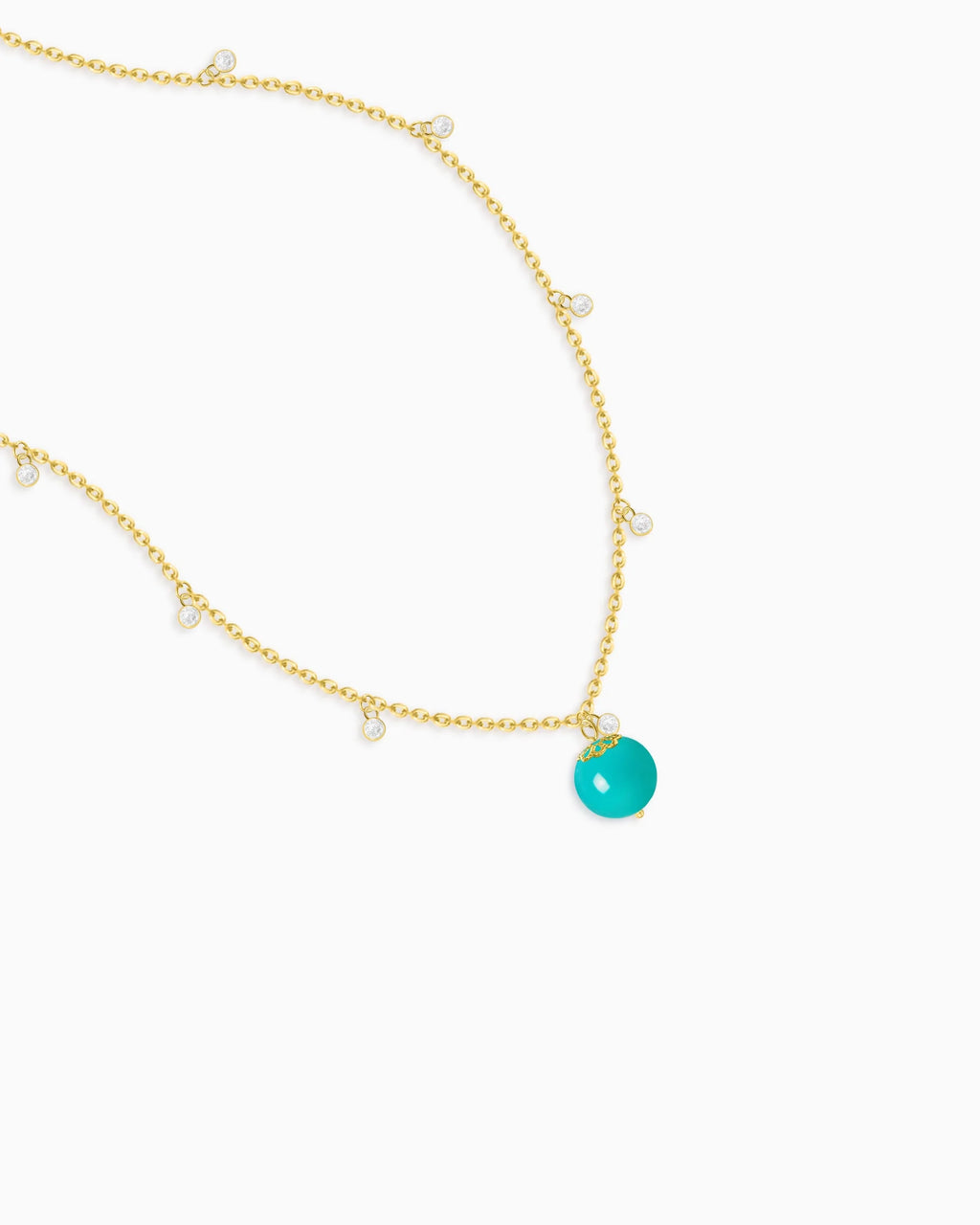 details of Turquoise Gold Orbit 10mm Necklace