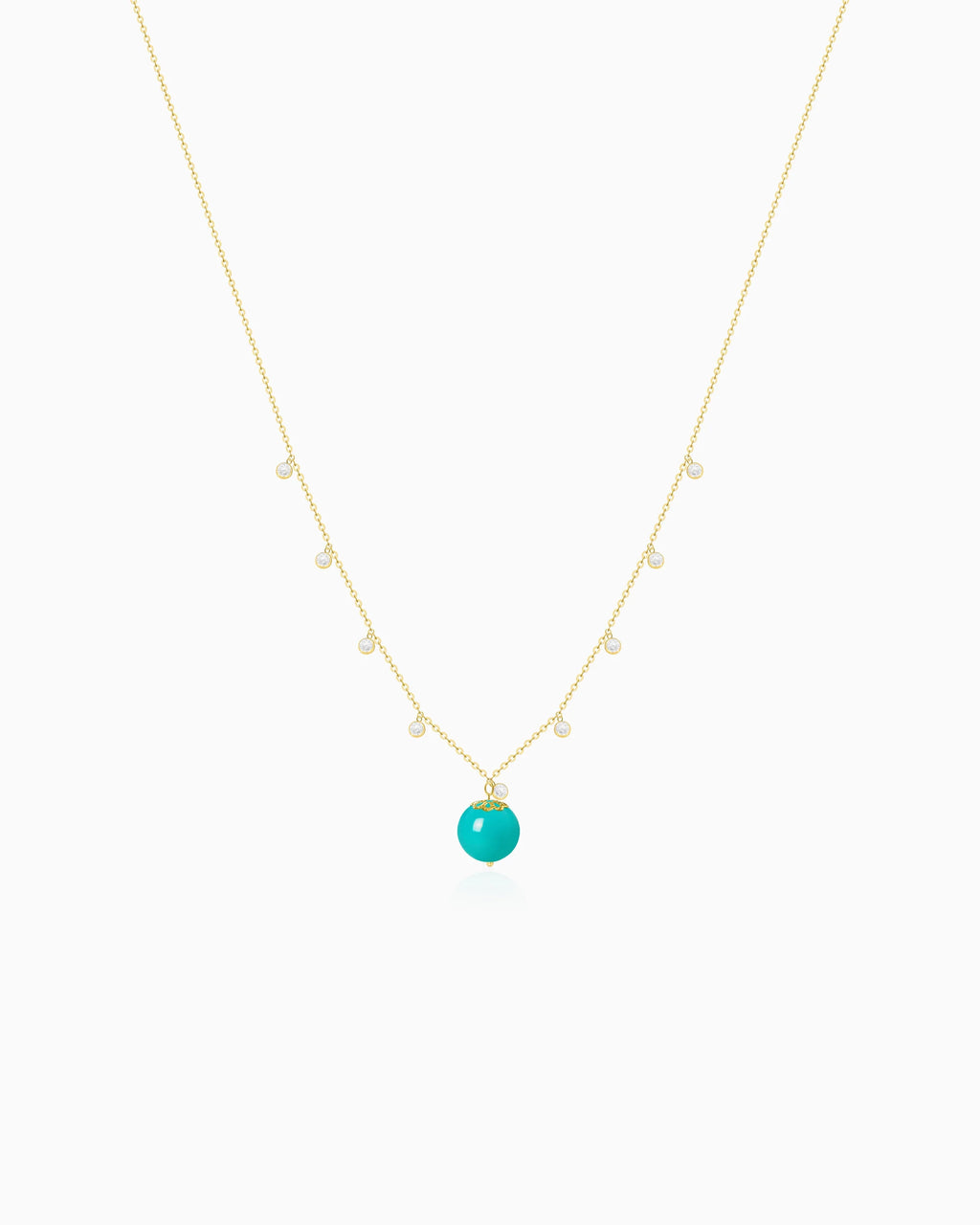 Turquoise Gold Orbit 10mm Necklace